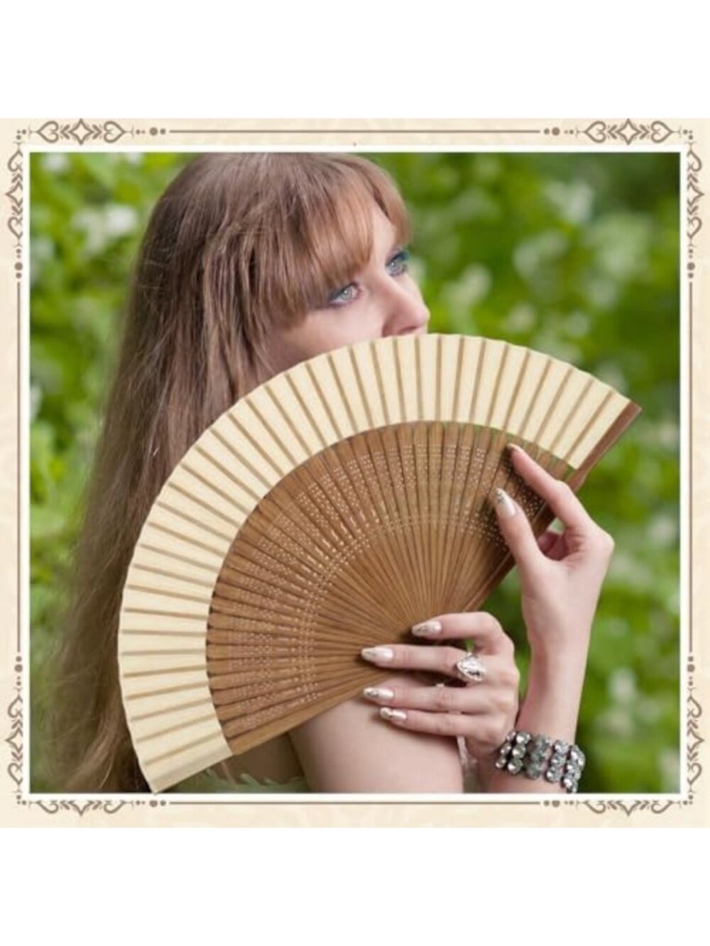 4 Pcs Foldable Hand Fans for Women - Bamboo Silk, Vintage Party Decor & Dance - Picture 5 of 6